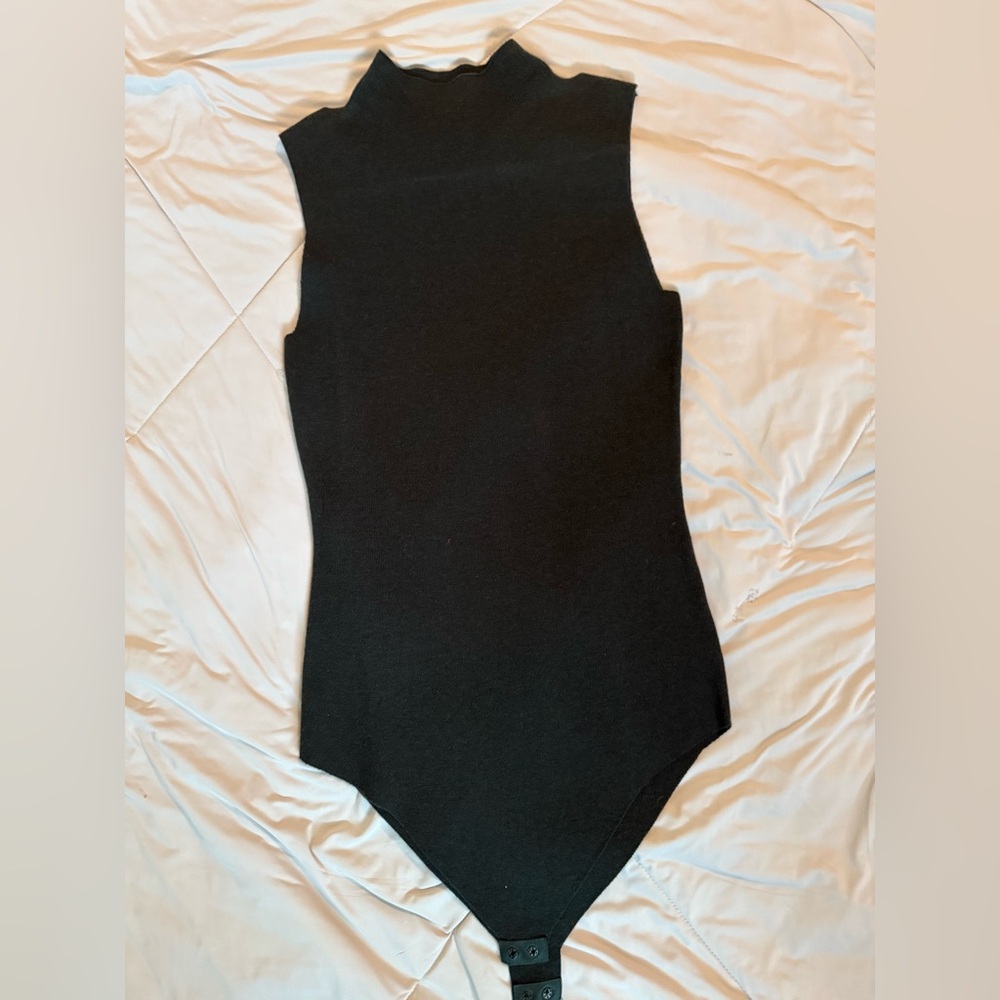 Dress Forum Dark Green Sleeveless Sweater Bodysuit One Piece